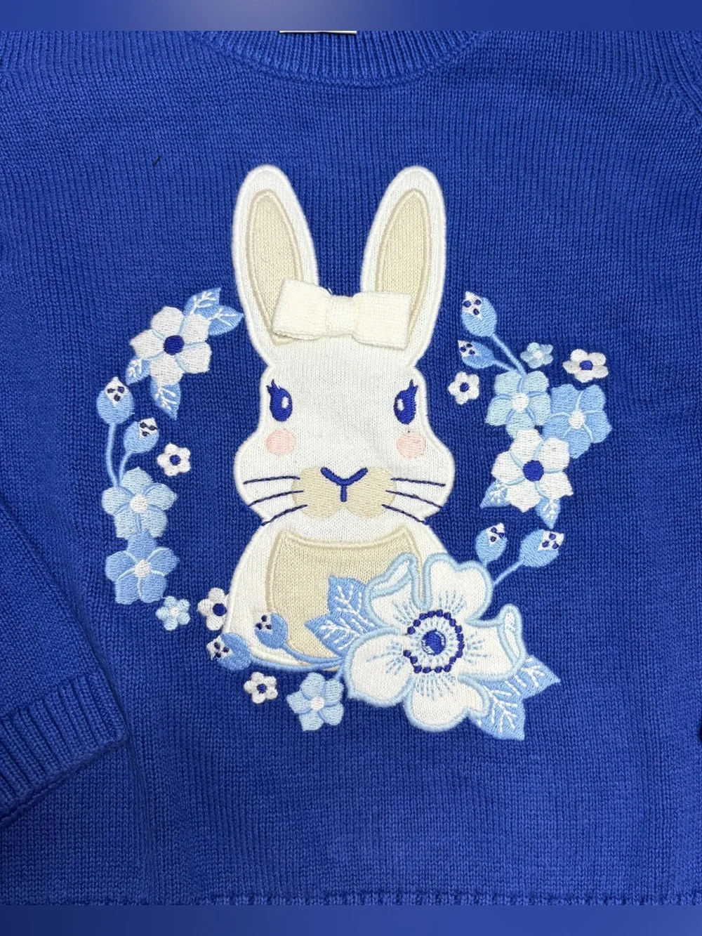 Gymboree Embroidered Floral Bunny Sweater Toddler Girls Size 3T